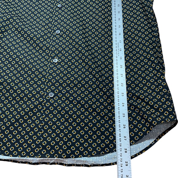 THEORY 100% Cotton Men’s Button Down Dress Shirt Black w/ Gold Print US Sz M - Picture 6 of 10